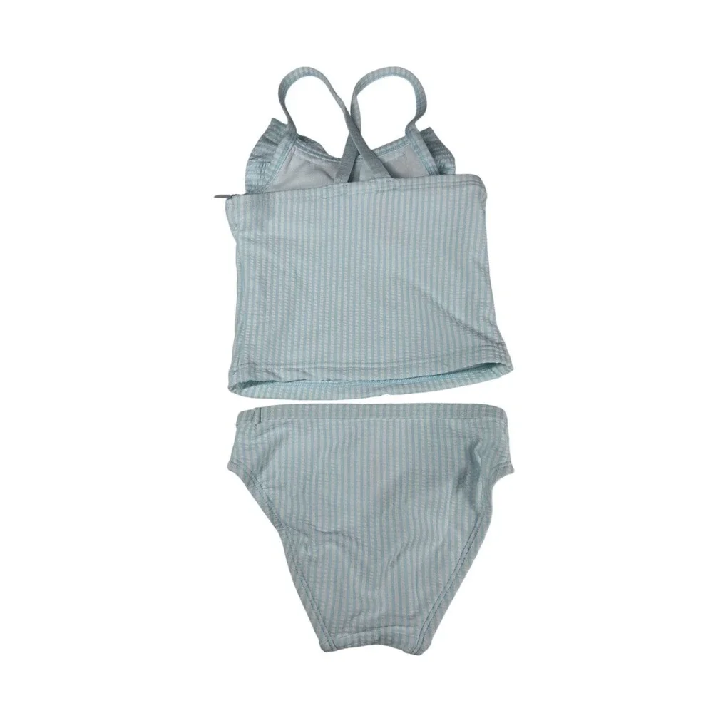 Cat & Jack Toddler Girls 2-Piece Tankini Swim Set 12M UPF‎ 50+ Turquoise & White